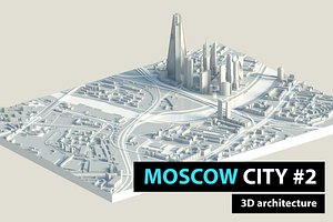 3D moscow city downtown low-poly