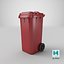 3D Wheeled Garbage Bin Red model