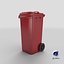 3D Wheeled Garbage Bin Red model