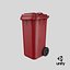 3D Wheeled Garbage Bin Red model