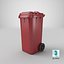 3D Wheeled Garbage Bin Red model
