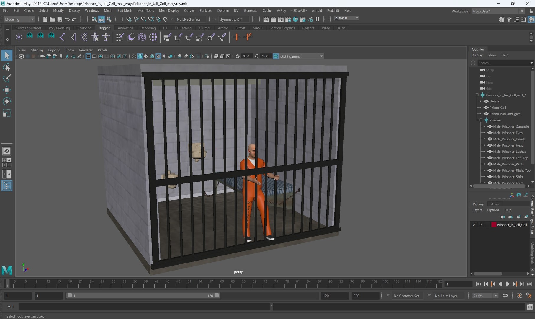 3D Prisoner In Jail Cell - TurboSquid 2368188