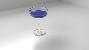 3D champagne glass 2 liquid model