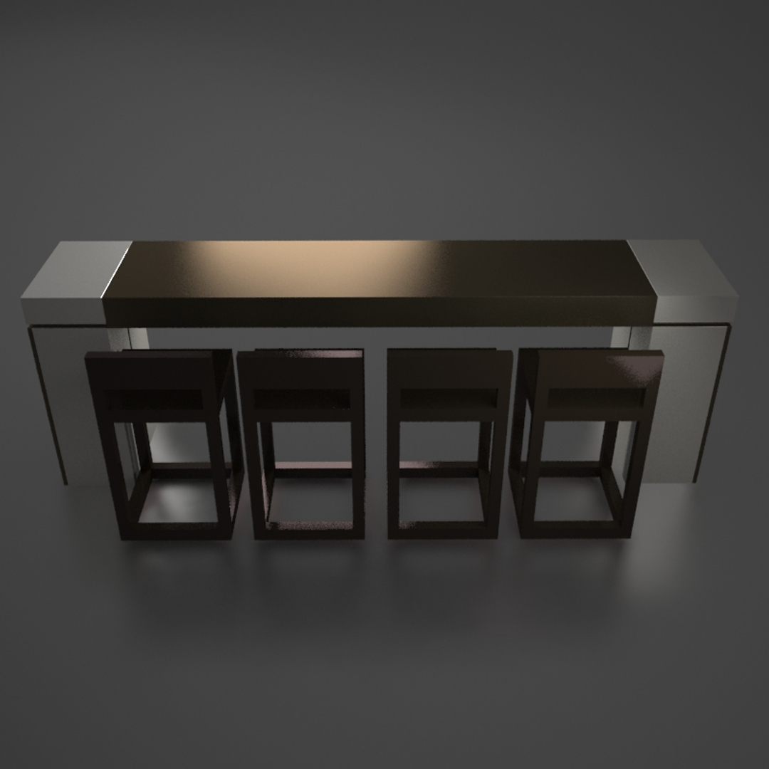 desk bar table stools 3d 3ds