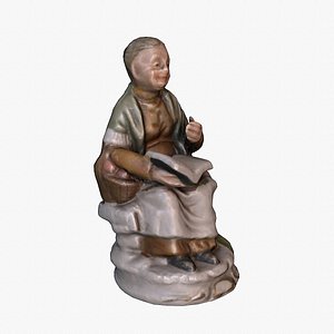 Old woman statue low-poly 3D model 3D