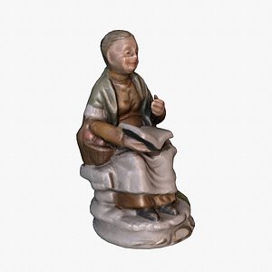 Old woman statue low-poly 3D model