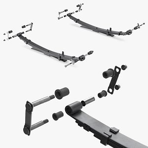 3D Rear Leaf Spring Set Exploded View model