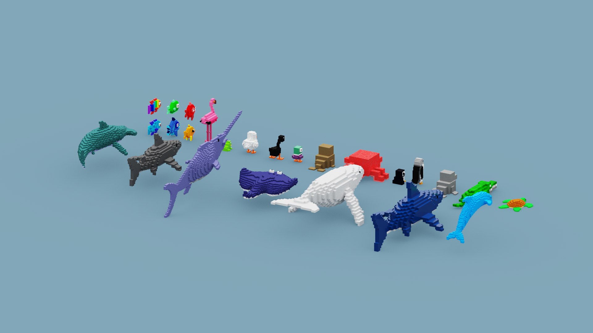 3D Voxel Sea Animals https://p.turbosquid.com/ts-thumb/o0/4FGhMO/Vx/spin202307081801250008/png/1688840932/1920x1080/fit_q87/7f91b09edac48d874d7e62c3749ea5dca527e908/spin202307081801250008.jpg