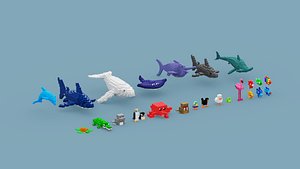 3D Voxel Sea Animals