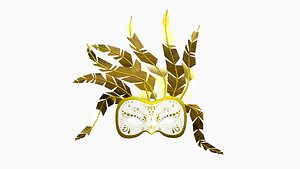 Carnival Mask J02 White Gold - Costume Character Design 3D model