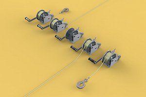 WINCHES HAND CRANK WINCH HOIST WIRE LIFTER ROPE SLING HOOK CRANE 3D model