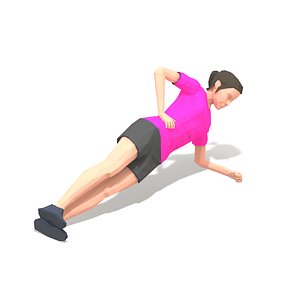 Side Plank UpDown Exercise Woman Animation