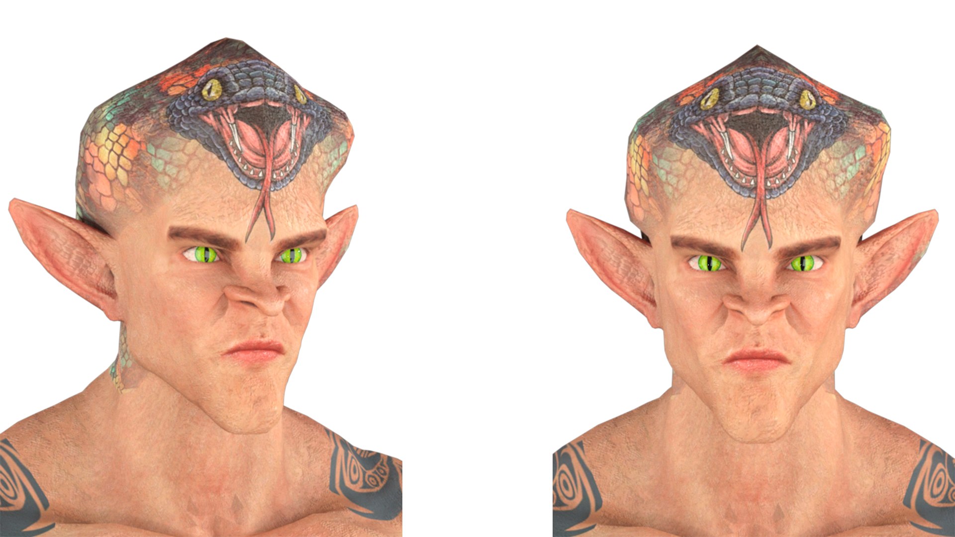 3D Model Realistic Rigged Snake Monster Man Character 3D Model ...