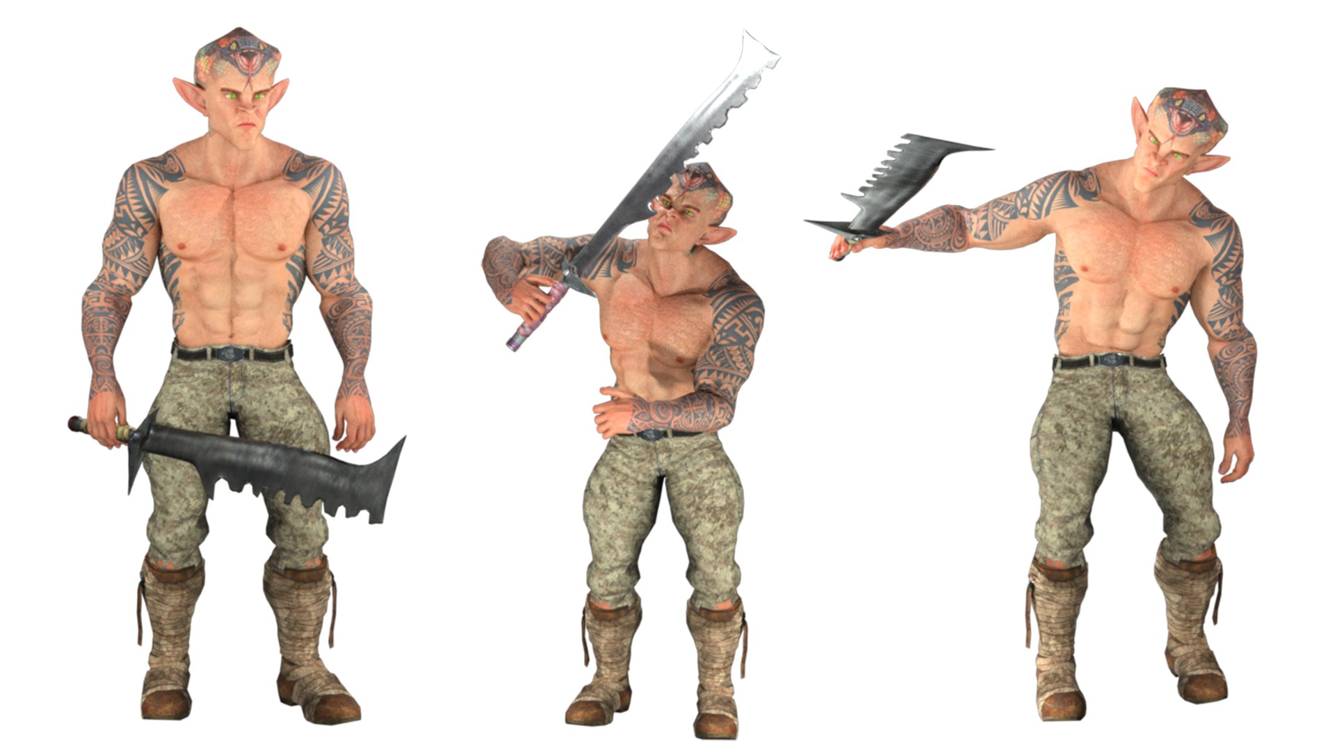 3D Model Realistic Rigged Snake Monster Man Character 3D Model ...