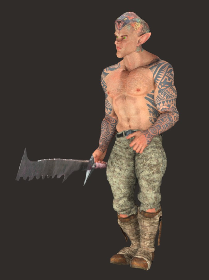 3D Model Realistic Rigged Snake Monster Man Character 3D Model ...
