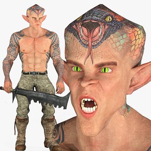 3D model Realistic Rigged Snake Monster Man Character 3D Model