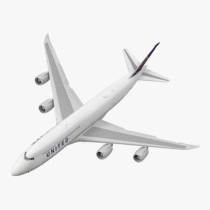 3d boeing 747-8i united rigged model