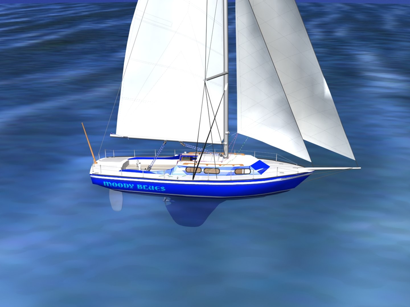 3D Cutter Rigged Sailing Sailboats Model - TurboSquid 1306365