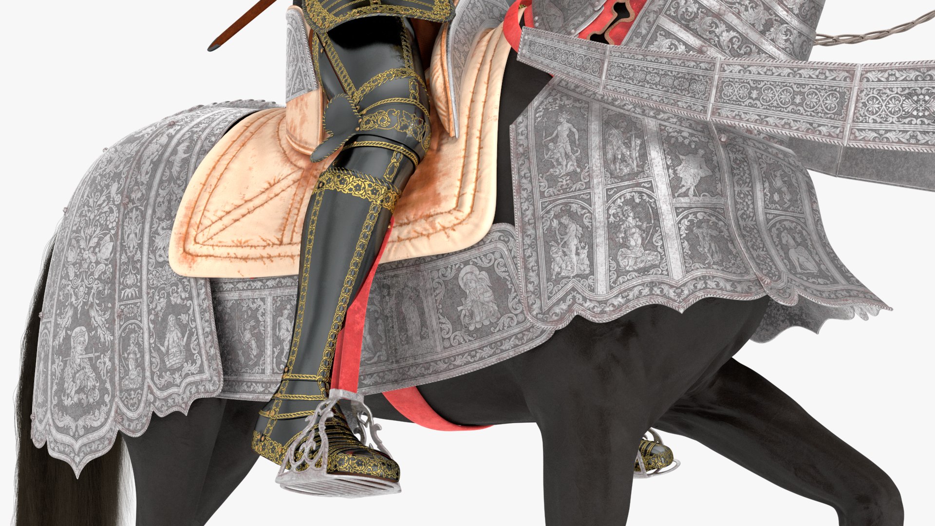 Medieval Horse In Armor With Knight Riding Fur 3D - TurboSquid 2358425