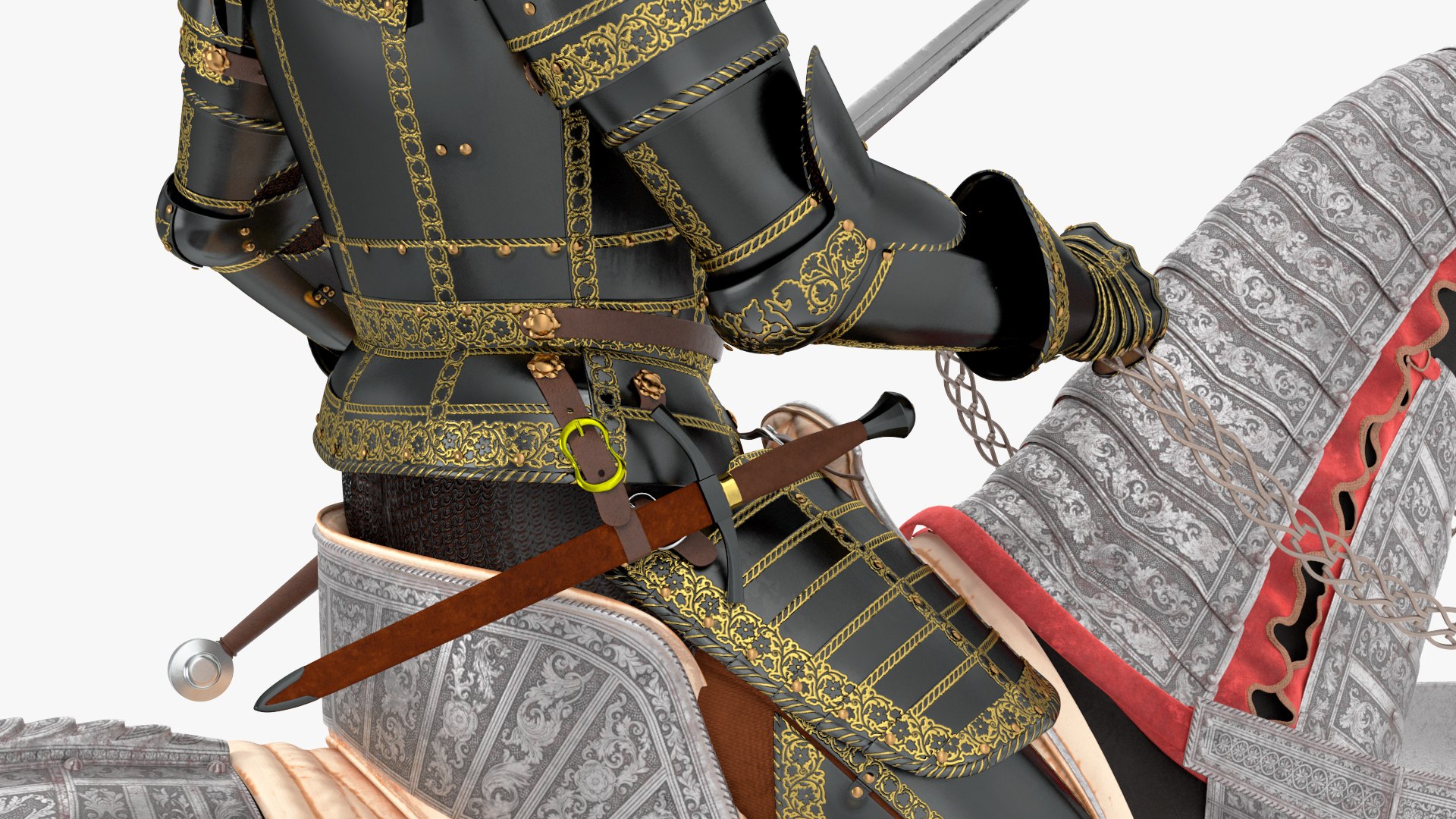 Medieval Horse In Armor With Knight Riding Fur 3D - TurboSquid 2358425
