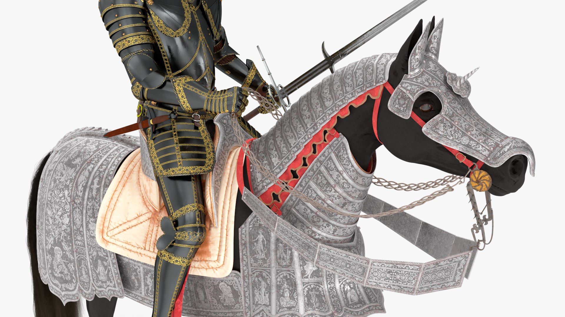 Medieval Horse In Armor With Knight Riding Fur 3D - TurboSquid 2358425