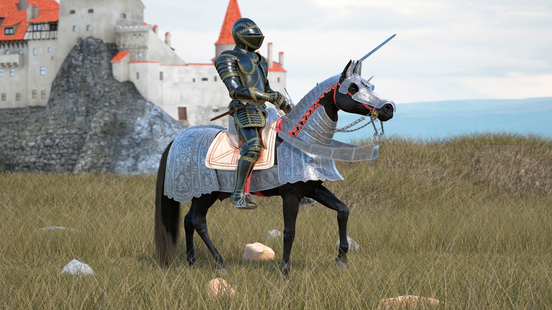 Medieval Horse In Armor With Knight Riding Fur 3D - TurboSquid 2358425