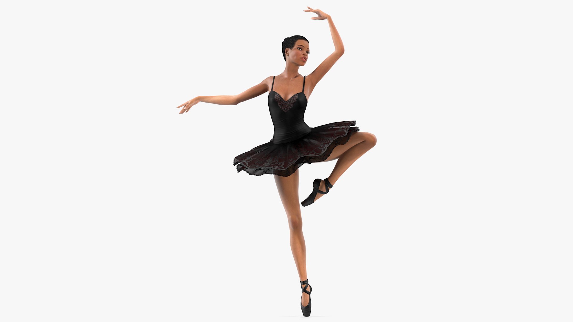 Light Skinned Black Ballerina Dancing Pose 3D model preview