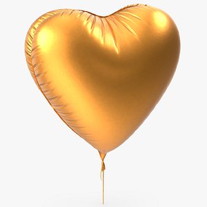 Gold Heart Foil Balloon 3D model