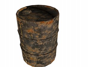 black rusty oil drum 3d model