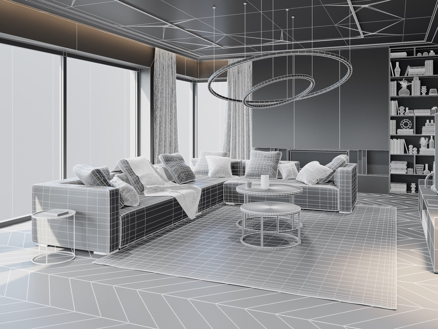 Living Room Interior 3D Scene-04 For Cinema 4D And Octane Render 3D ...