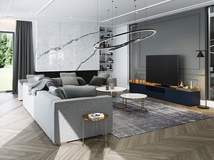 Living Room Interior 3D Scene-04 for Cinema 4D and Octane Render 3D