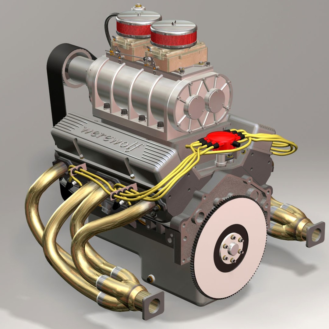 Fichier 3D Moteur miniature V8 avec soufflerie centrifuge Échelle