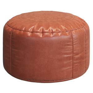 Solid Colour Leather Pouf model