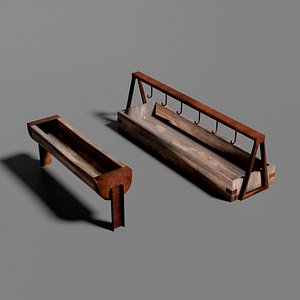 3D model Rusty wooden feeders for cattle