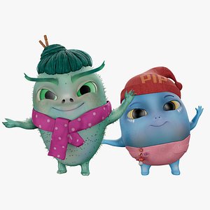 Jes and Pip Rigged Character Low-poly 3D model 3D model