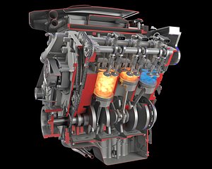 3D sectioned v6 engine gasoline