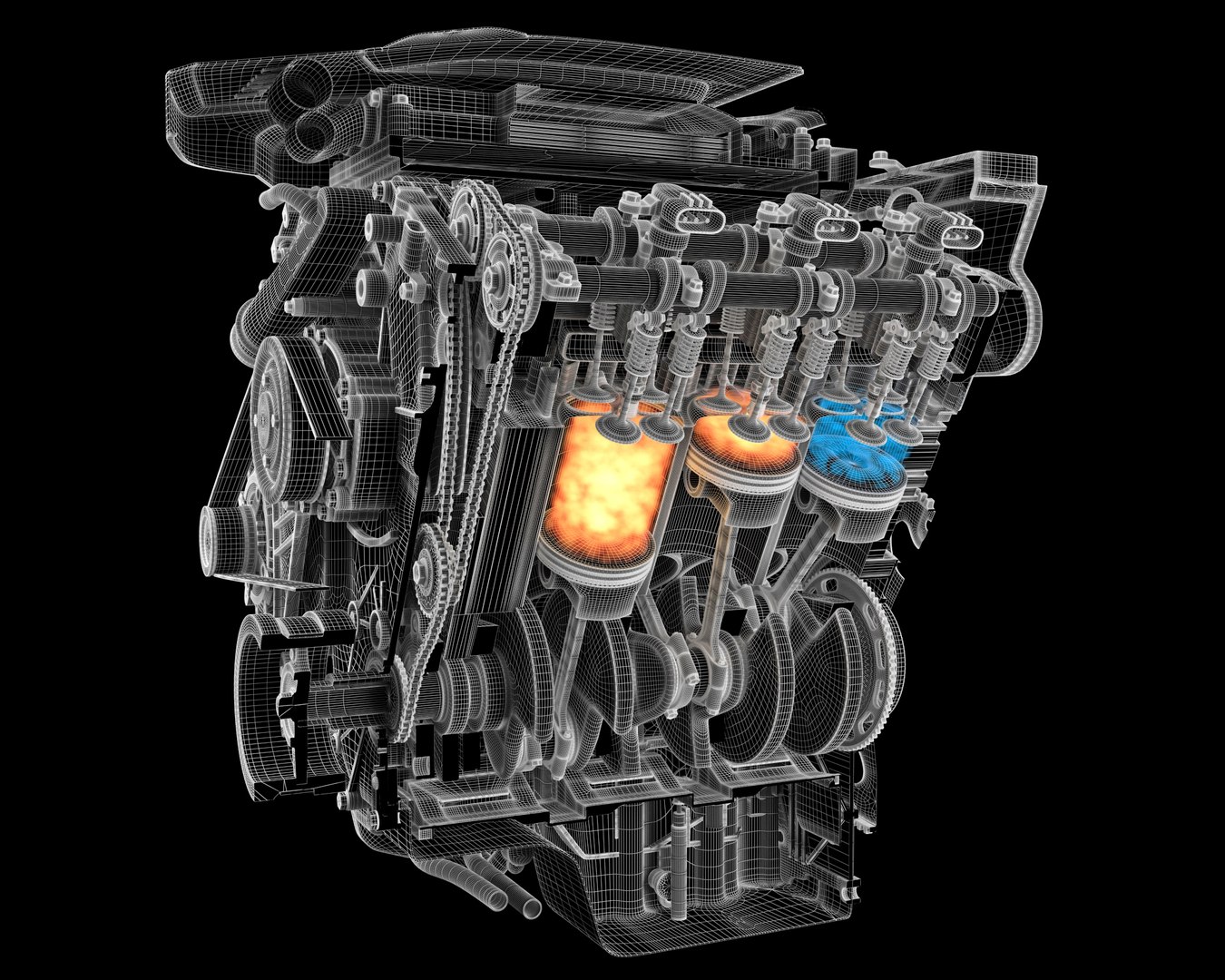 3D sectioned v6 engine gasoline - TurboSquid 1344886