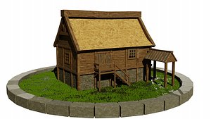 Detailed medieval house made in Blender 3D