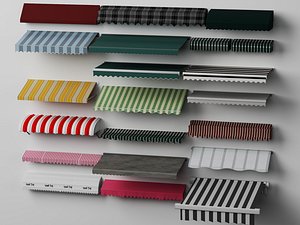 3D Modular Storefront Awnings and Retractable Sunshades Collection model