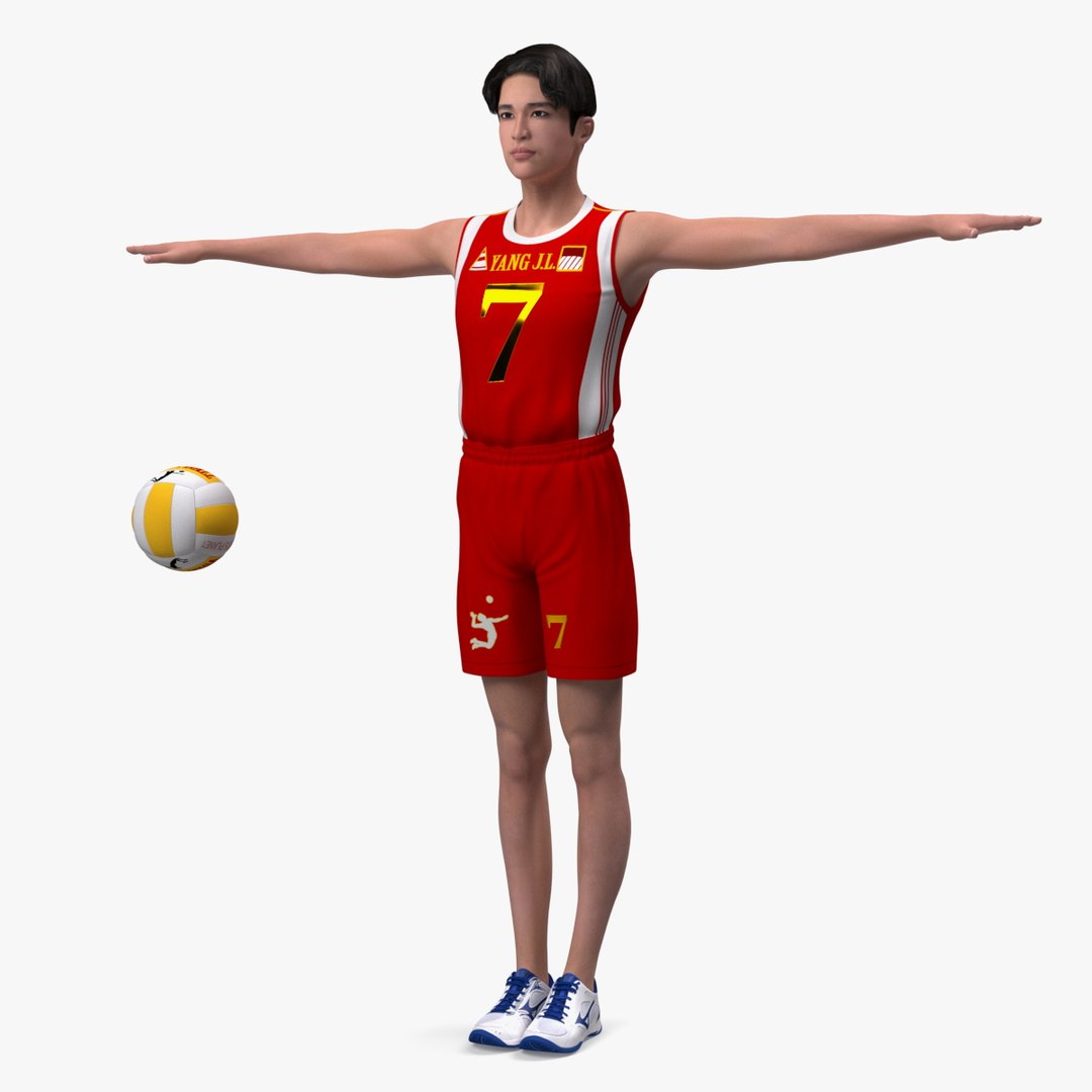 Chinese Volleyball Player T-Pose 3D model preview
