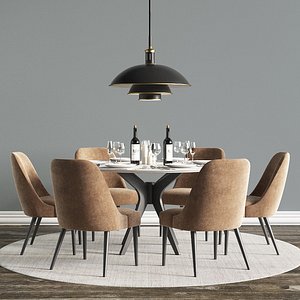 3D model modern dinning set 04