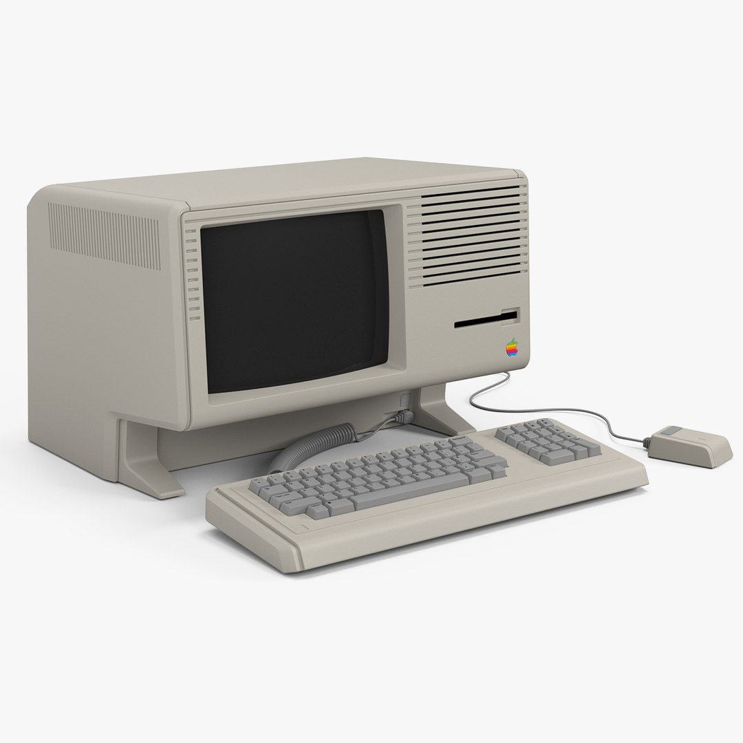 Vintage Apple Personal Computer Lisa with Keyboard and Mouse 3D model for industrial visualization, technical presentation, simulation, product rendering, and animation