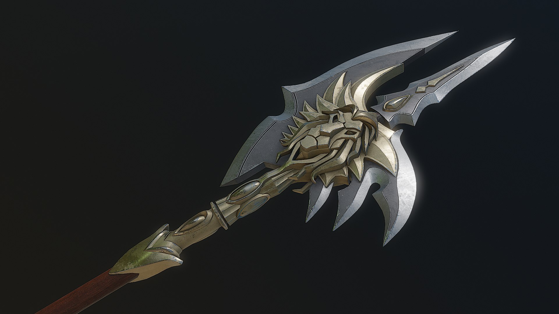 3D Lion warhead Halberd Free model https://p.turbosquid.com/ts-thumb/o1/lh2Zz9/BF/axe_render_002/png/1743433549/1920x1080/fit_q87/793d96da0d013036819418817935d6f61d86dfdd/axe_render_002.jpg