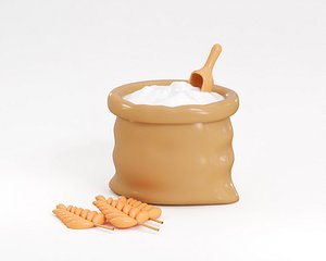 3D Cartoon Bag of white flour