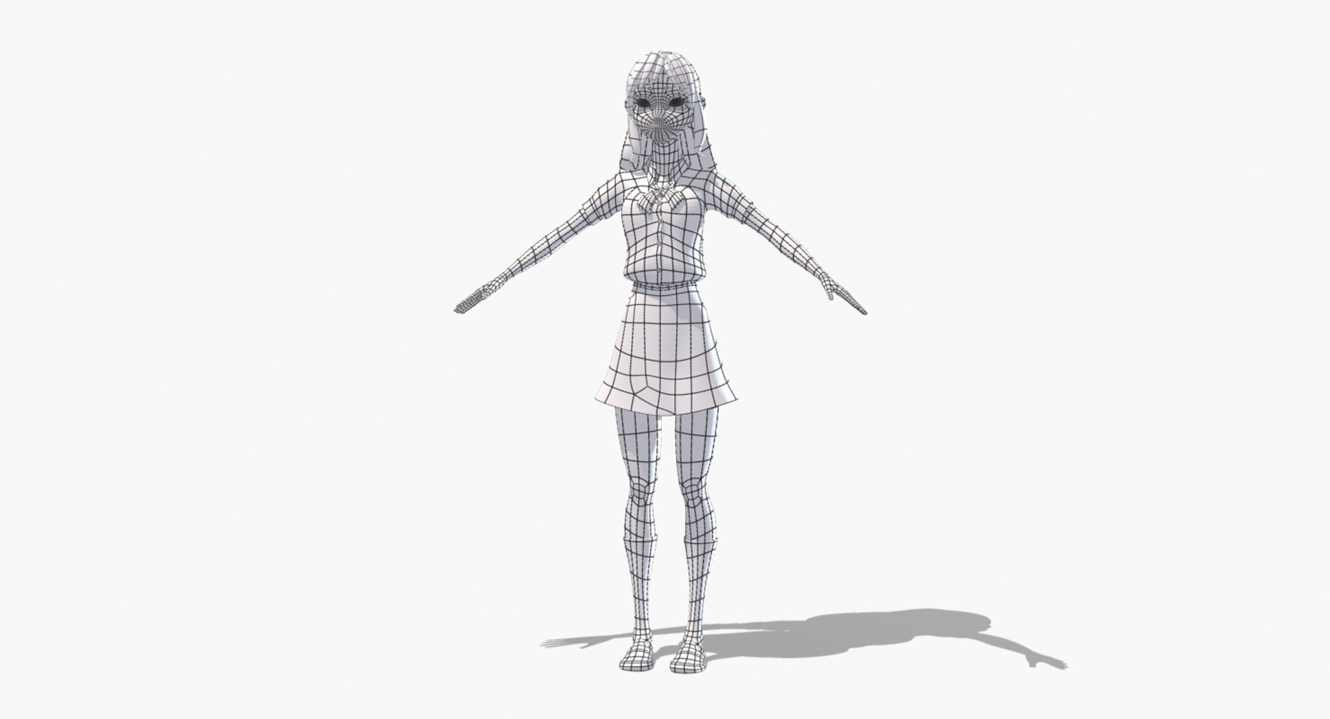 3d Model Rigged Cartoon Girl Manga