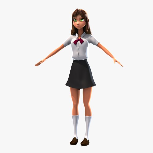 3d model rigged cartoon girl manga