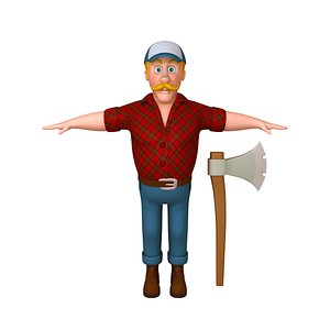 lumberjack cartoon 3D model