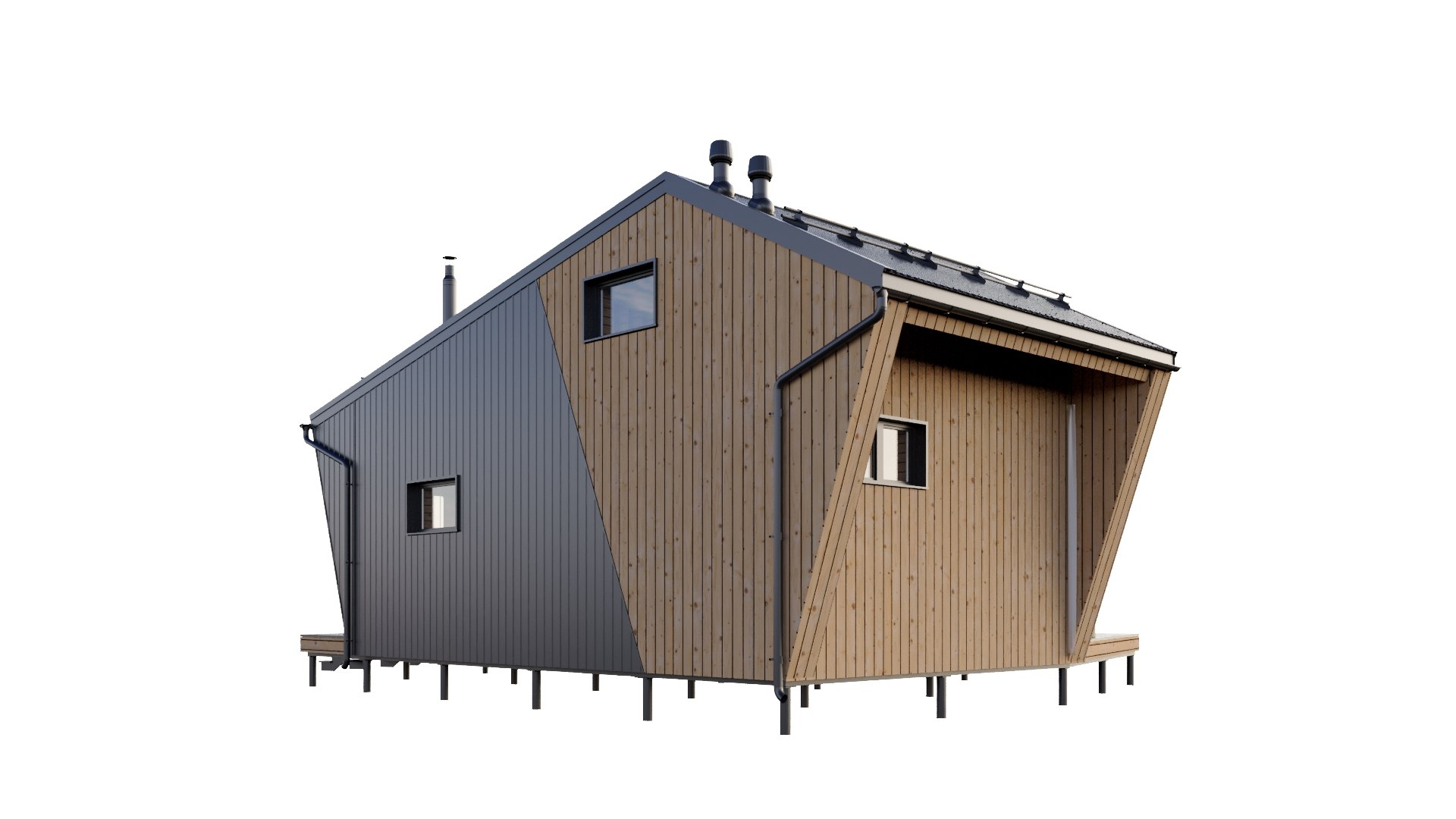 3D Futuristic Wooden Cabin - TurboSquid 2055581