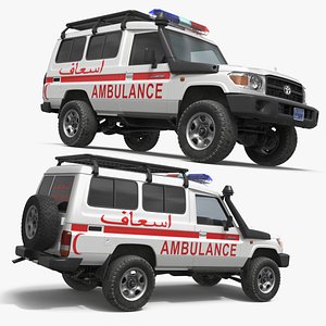 Toyota Land Cruiser 78 Ambulance Vehicle White Simplified