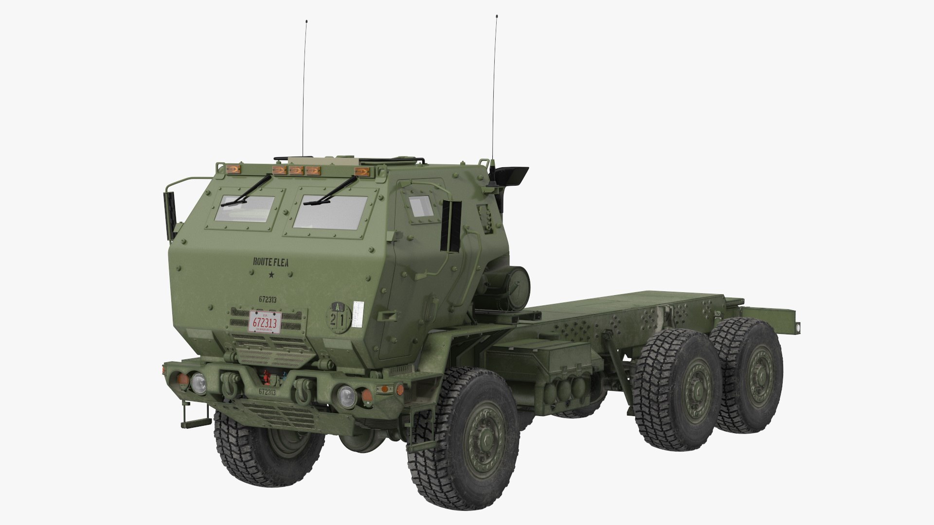 FMTV 5 Ton 6x6 Tactical Truck Chassis Green 3D model preview